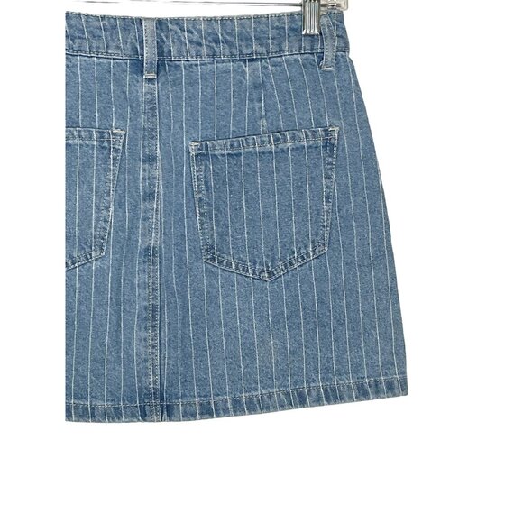PacSun Blue Pinstripe Denim Mini Skirt Womens 26 Y2K Casual Utility Style - Picture 9 of 12